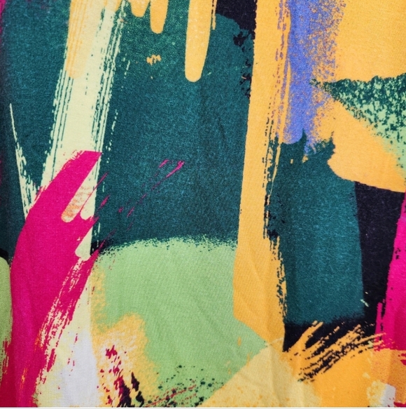 Ali Miles 3/4 Sleeve Bright Abstract Top Womens Size XL Art Multicolor - Picture 4 of 8